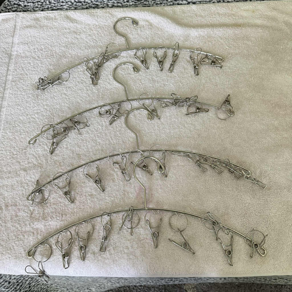 Unbranded Silver Metal Drying Hangers with Clips (Set of 4) One Size